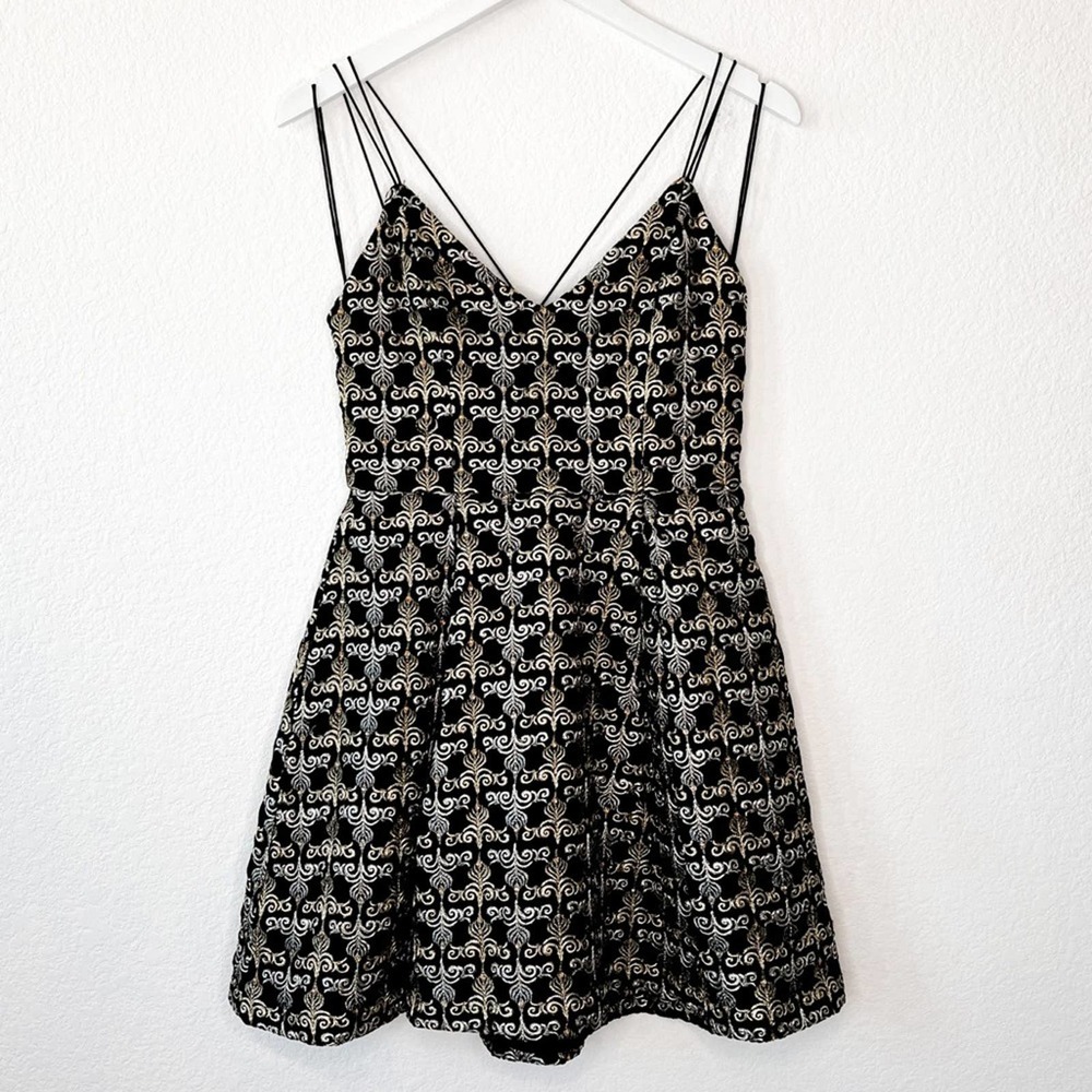 Alice + Olivia Black and Gold Mini Dress​ - Picture 2 of 9
